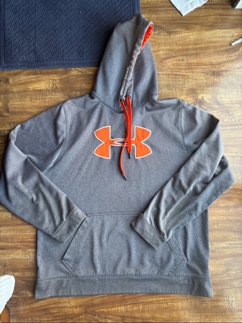 Under Armour Men’s Gray Zip-Up Hoodie with Orange Logo